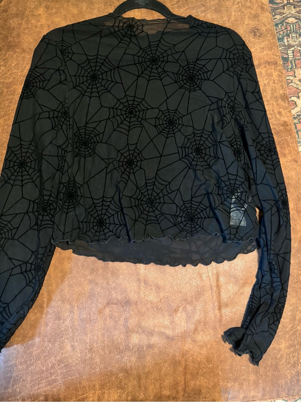 SHEIN Black Spiderweb Mesh Long Sleeve Top - Plus Size